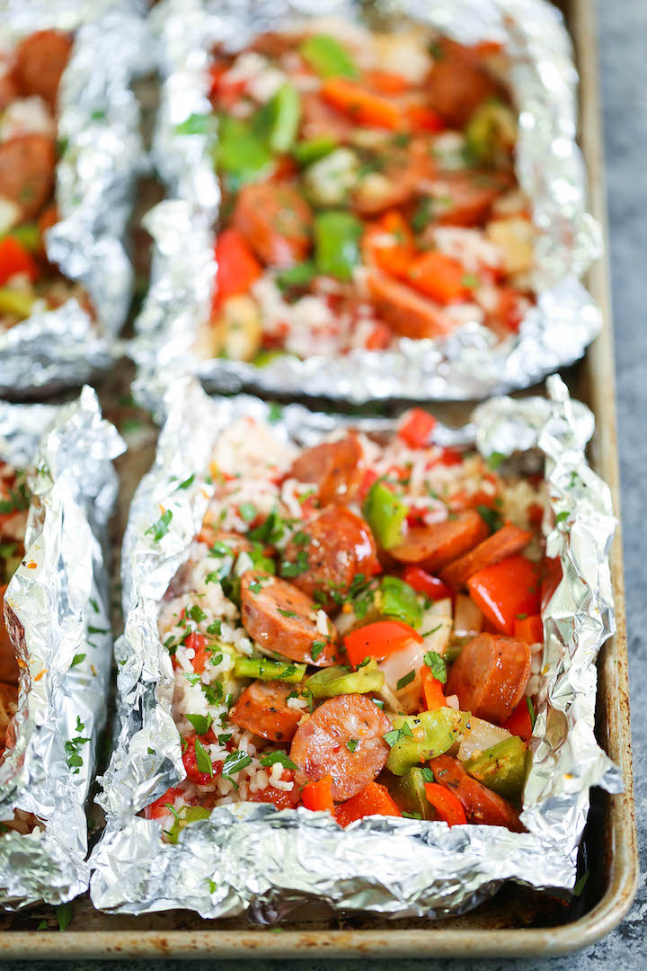 Sausage and Peppers Foil Packet w/Strawberry Greek Yogurt